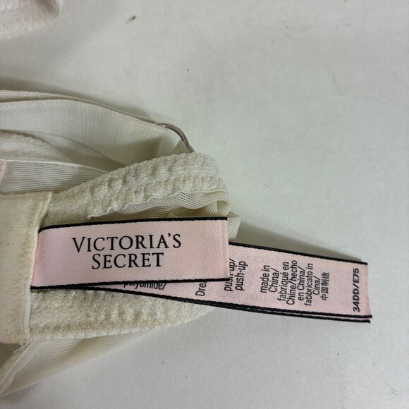 Victoria’s Secret Dream Angels Push-up Bra Beige Ivory Lace Sz 34DD - Picture 7 of 8